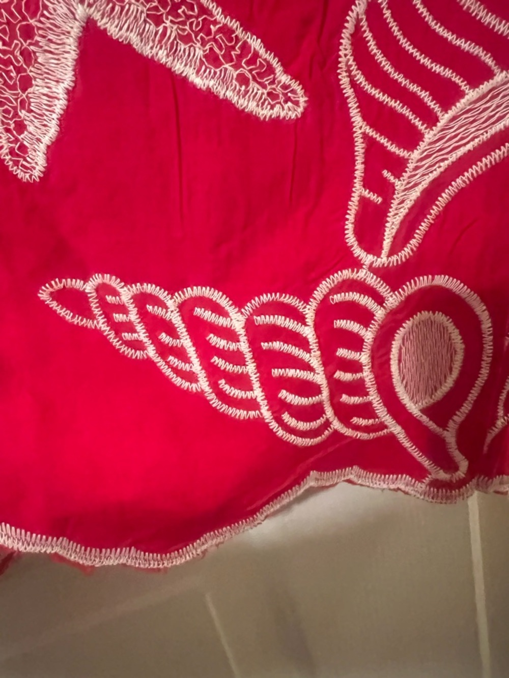NWOT Women’s Red Maxi Skirt with White Embroidered Shells and Starfish Size S - Picture 8 of 13